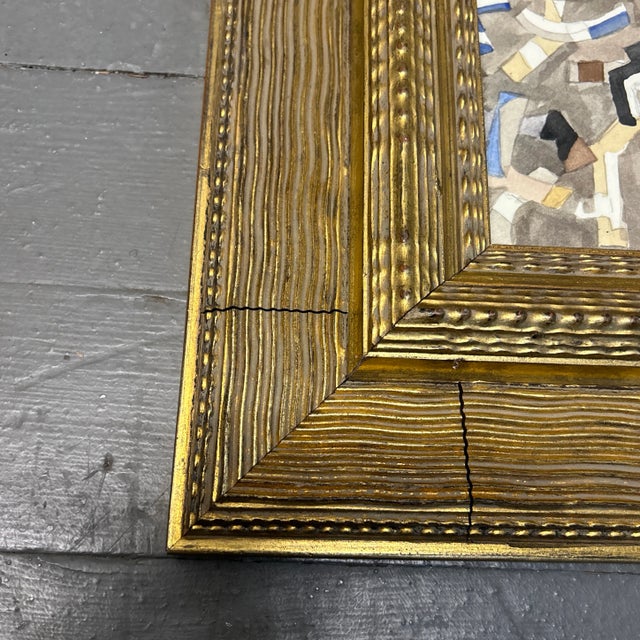 Abstract 1950’s Original Abstract Expressionist Watercolor Painting in Vintage Frame For Sale - Image 3 of 4