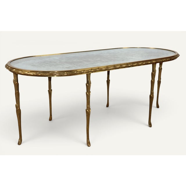 Mid-Century Modern Baguès Coffee Table in Gilt Bronze and Aged Mirror, 1950s For Sale - Image 3 of 18