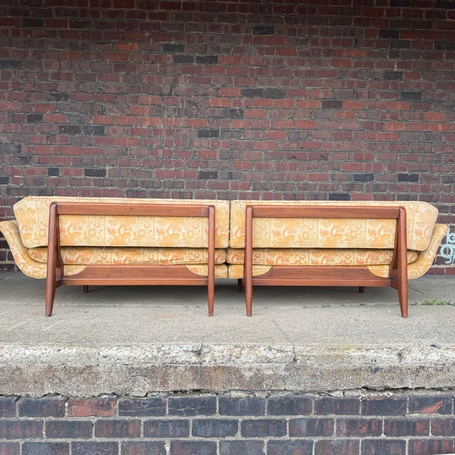 Gold Rare Early Edward Wormley for Dunbar Two-Piece Gondola Sectional Sofa For Sale - Image 8 of 12