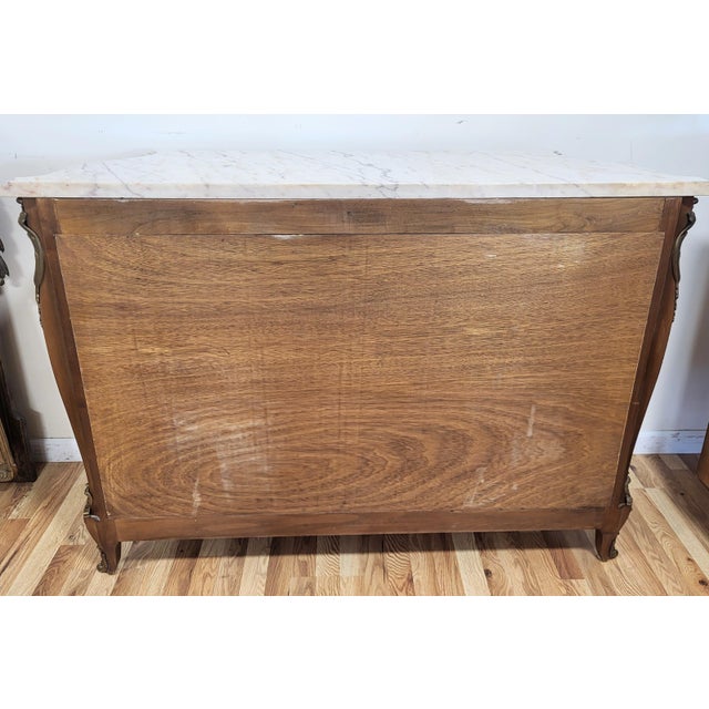 Mid 20th Century Vintage French Style Japanese Tansu Painted Bronze & Marble Top Commode Dresser For Sale - Image 5 of 18