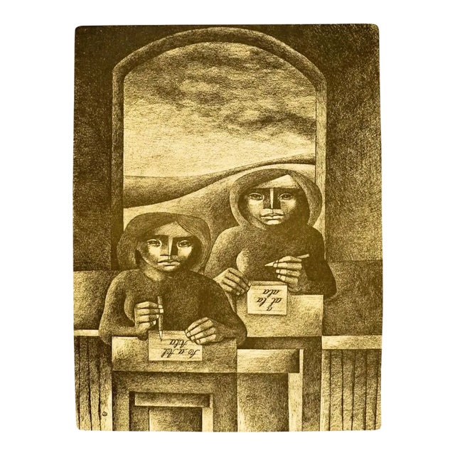 Jorge Dumas School Lithograph 1970s For Sale