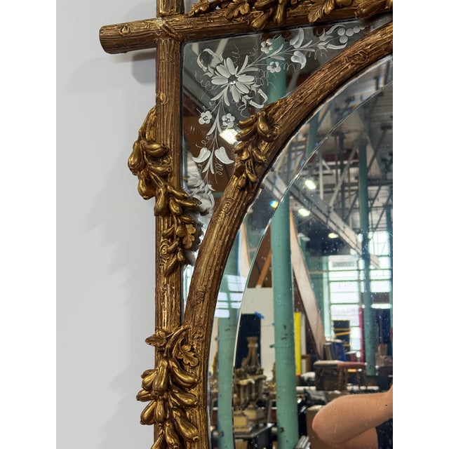 Late 19th Century French Faux Bois Giltwood Mirror With Murano-Etched Glass, Late 19th Century For Sale - Image 5 of 16
