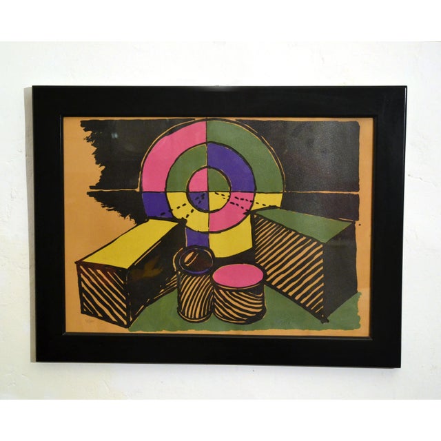 Wood Vintage Serigraph on Cardboard by Enzo Bioli For Sale - Image 7 of 7