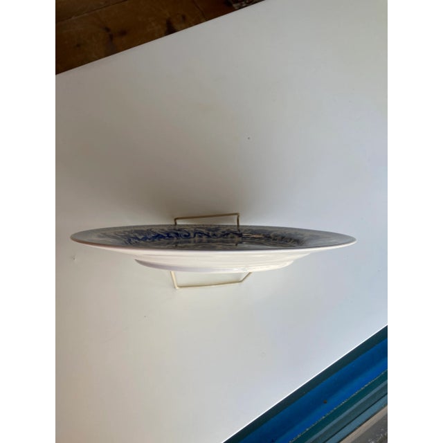 Contemporary Blue & White Porcelain Floral Design Decorative Plate For Sale - Image 4 of 6