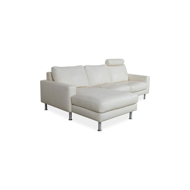 Cream Leather Corner Sofa with Adjustable Headrest from Machalke For Sale - Image 3 of 17
