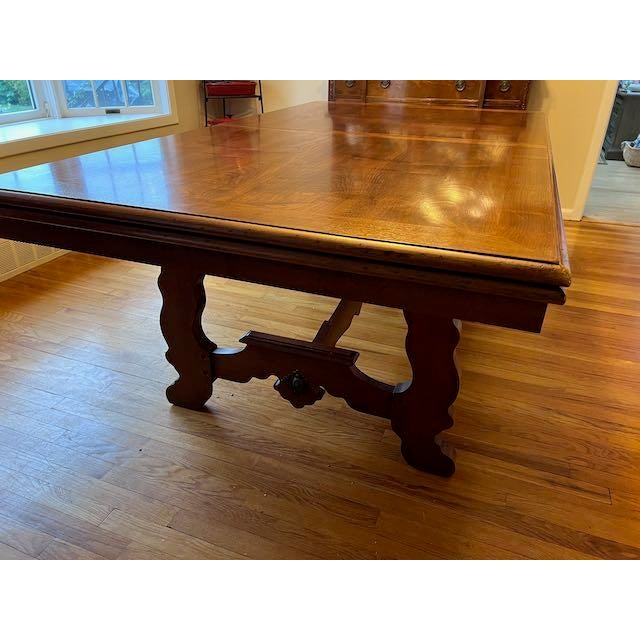 ** Last Days Available / Lowest Price ** 1990s Walnut Extendable Trestle Dining Table From the Hearst Castle Collection by Lane For Sale - Image 9 of 10