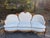 Victorian Louis xv rococo revival 3seat sofa and arm chair white satin stripeing with hand carved wood frame and diamond...