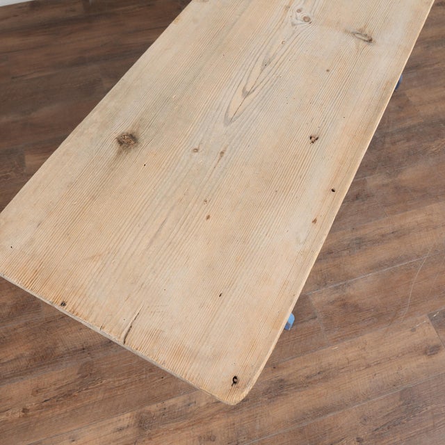 Early 19th-Century Swedish Pine Console Table With Blue Trestle Base For Sale - Image 6 of 11