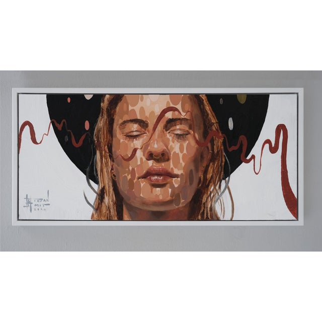 In "Common Thread 2," a serene figure with closed eyes embodies a moment of introspection, framed by a striking contrast...