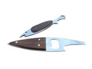 Fish Shaped Bottle Opener in Stainless Steel by Carl Auböck, Set of 2, 1960s