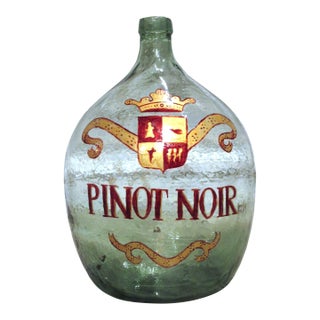 Hand Painted Antique Demi John Bottle From Normandy, France, ‘Pinot Noir’, Original Crate For Sale