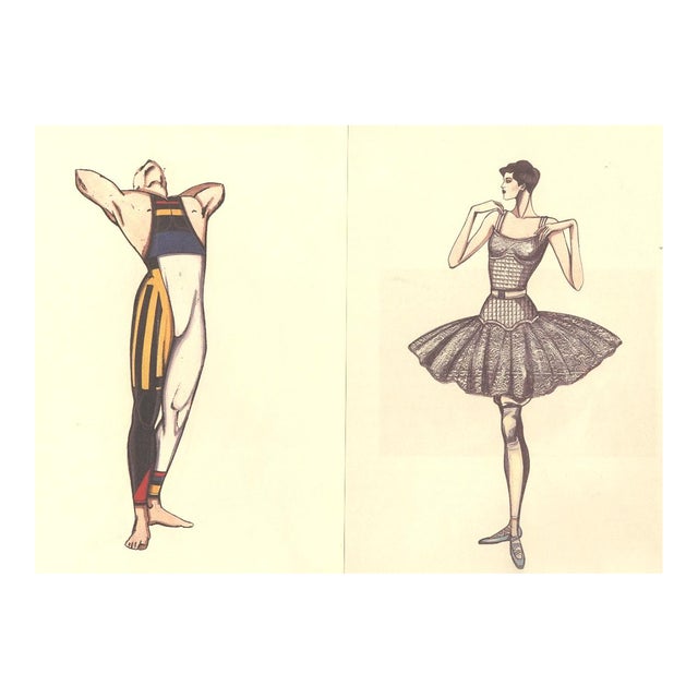 1988 Set of 2 Versace Ballet Dance Costume Design Prints, Matted For Sale