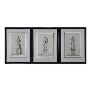 Grouping of Three 18th C. Engravings of Ancient Roman Statues in the Vatican, 1784