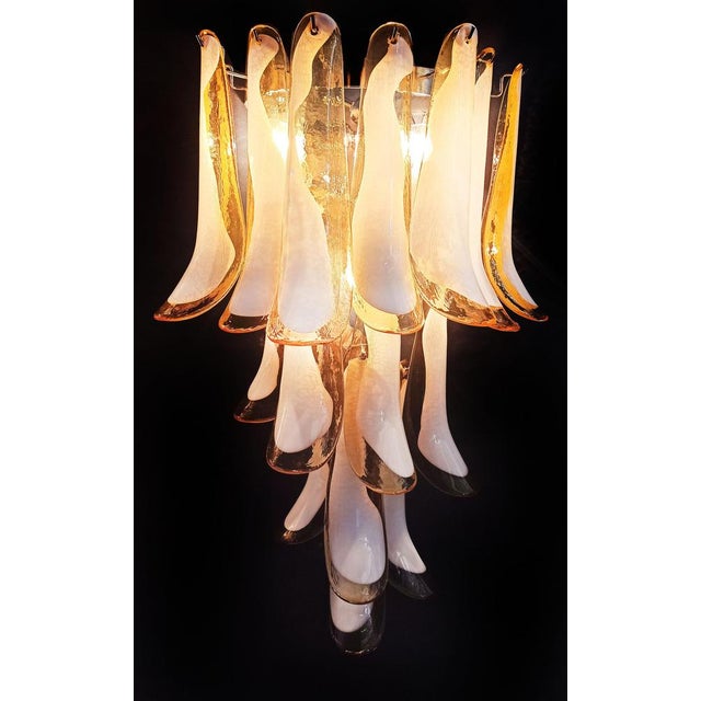 White Vintage Italian Murano Wall Lights with 16 Caramel and Lattimo Glass Petals, 1979, Set of 2 For Sale - Image 8 of 16