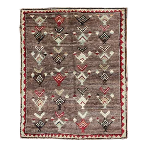 Mid 20th Century Tribal Arrow Design Tulu Vintage Rug From Turkey in Brown, Red, Mint Green