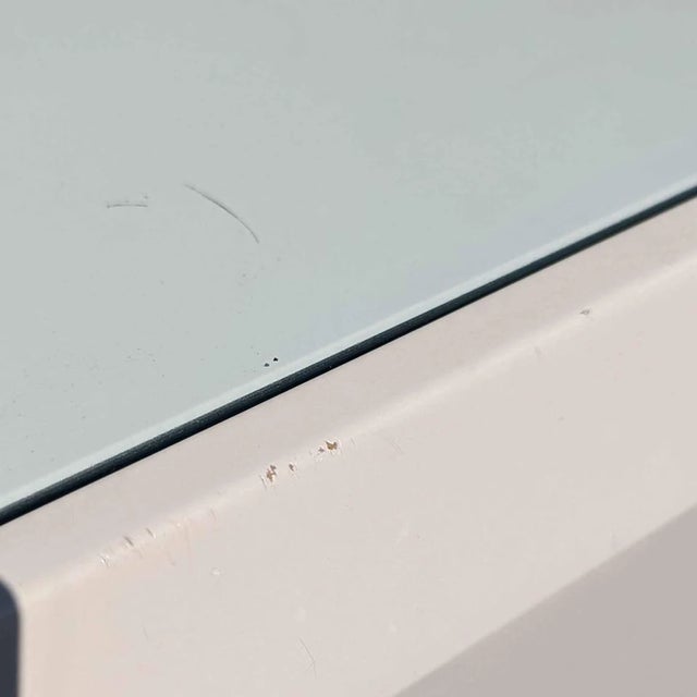 Off-white Postmodern Laminate & Glass Top Highboy Dresser by Lane, 1980s For Sale - Image 8 of 10