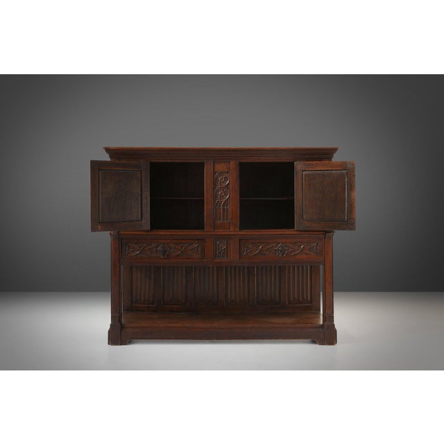 Neo-Gothic Cabinet in Oak with Hidden Storage, France, 1850s For Sale - Image 17 of 18