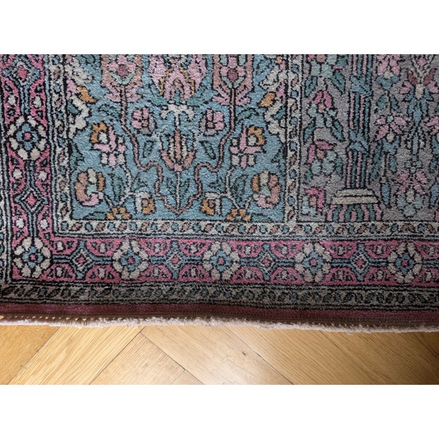 Long Vintage Indo-Kashmir Silk Runner Rug, 1970s For Sale - Image 11 of 12
