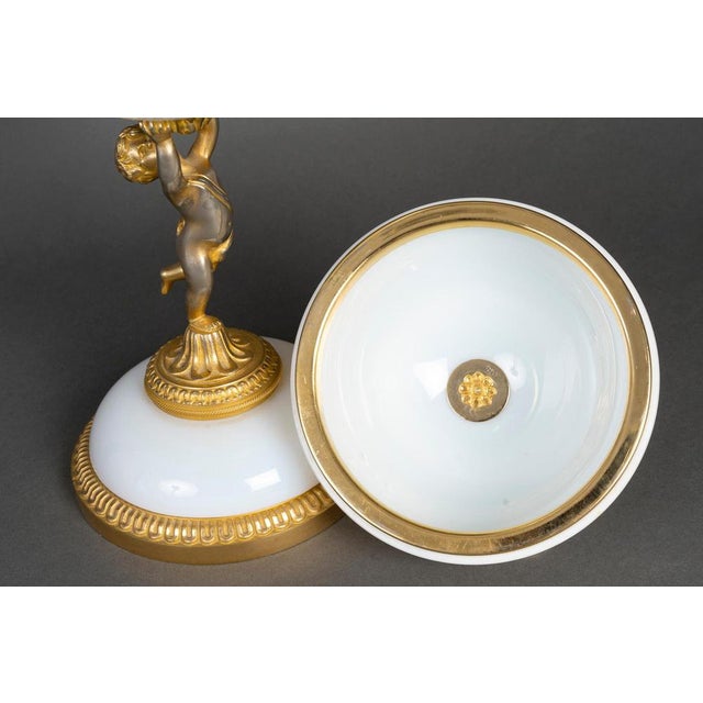 Napoleon III Opaline Candy Dish with Gilded Bronze Frame, Early 20th Century For Sale - Image 6 of 11