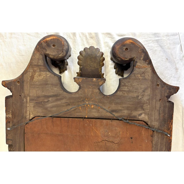 Antique English George II Solid Mahogany Mirror With Swan Neck Pediment and Shell Cartouche For Sale - Image 17 of 18