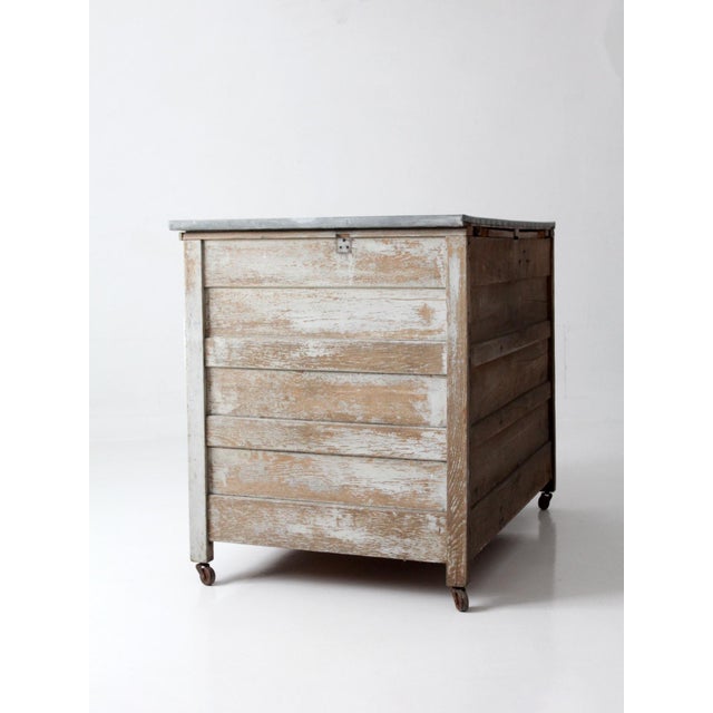 Antique Farmhouse Kitchen Work Table With Galvanized Top For Sale - Image 13 of 18