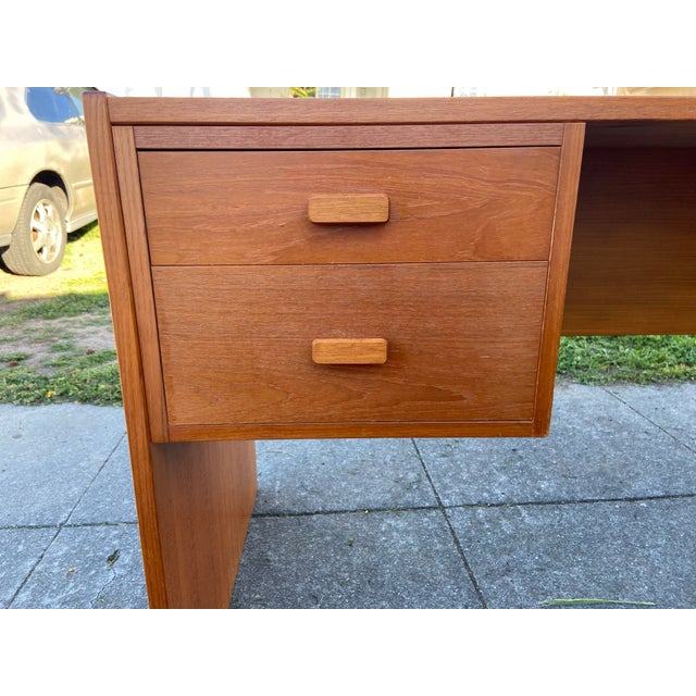 Vintage Mid Century Modern Teak Danish Writing Desk For Sale - Image 10 of 12