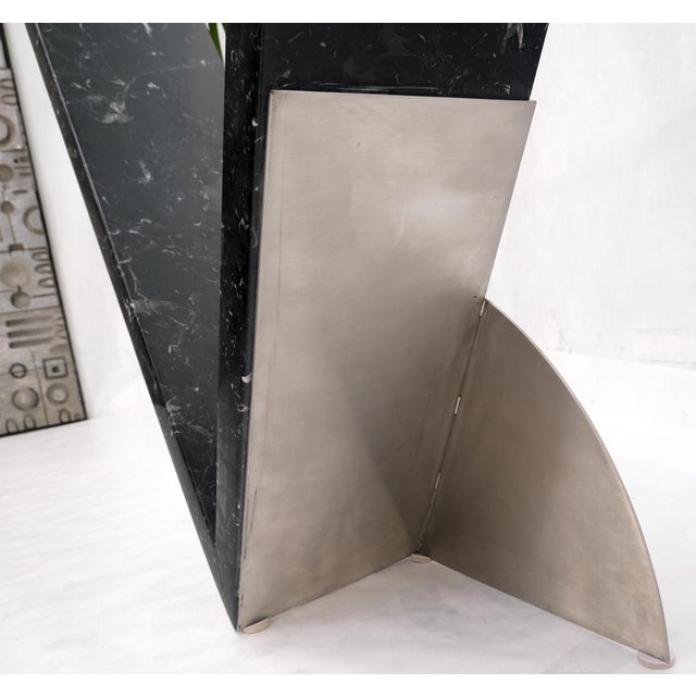 Late 20th Century V Shape Marble Base Thick Glass Top Modern Custom Design Console Table For Sale - Image 11 of 12