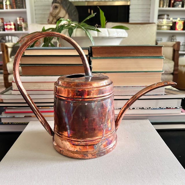 Copper Vintage Copper Watering Can With Long Spout and Aged Patina For Sale - Image 8 of 12