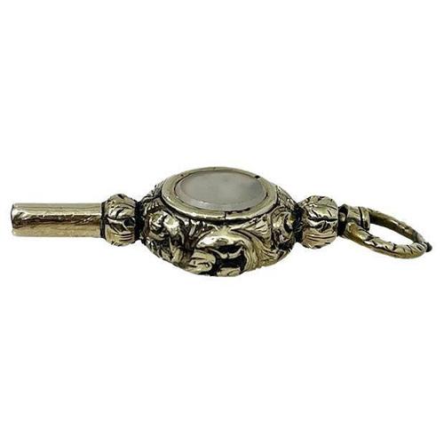 19th Century Brass and Gold Watch-Key with 2 Different Color Stones For Sale - Image 5 of 5