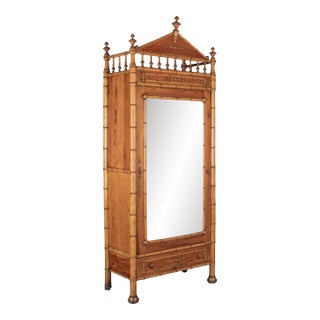 19th Century French Faux Bamboo Armoire or Wardrobe For Sale