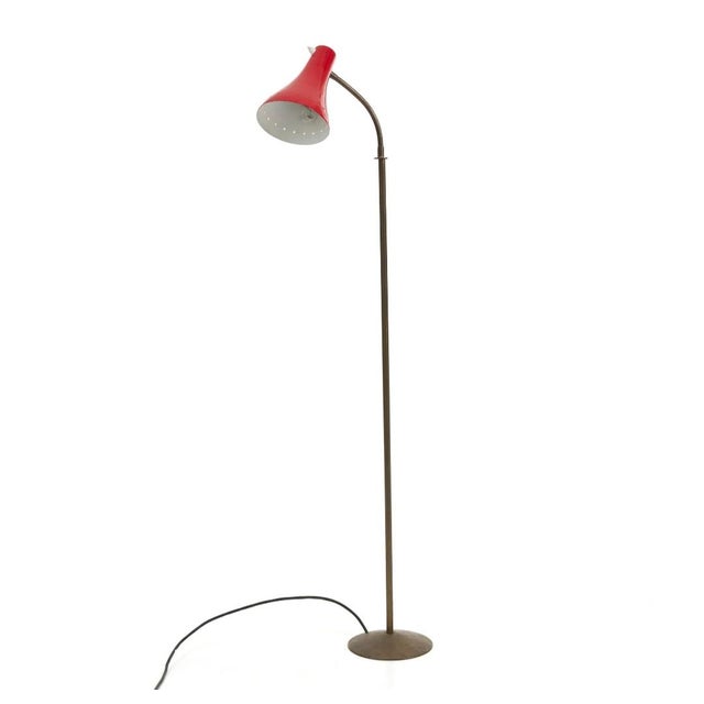 Brass Reading Lamp with Red Cone and Handle, 1950s For Sale - Image 17 of 17