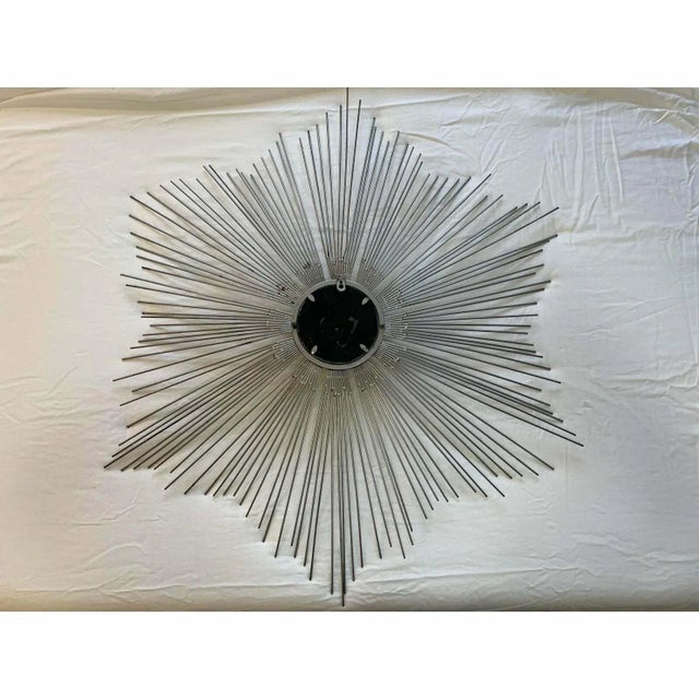 Gold Large Mid 20th Century Chaty Vallauris Style Metal Sunburst Wall Mirror For Sale - Image 8 of 12