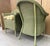 A beautifully crafted pair of vintage wicker tub armchairs featuring an elegant hand-painted sage green finish with the...
