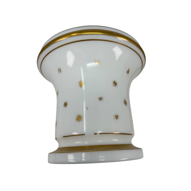 Pair of Antique French White Opaline Cachepots With Gilt Decorations For Sale - Image 4 of 12