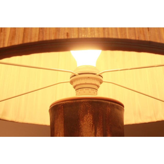 Ceramic Majolica Ceramic Table Lamp with Pleated Shade from Karlsruher Majolika, 1965 For Sale - Image 7 of 13