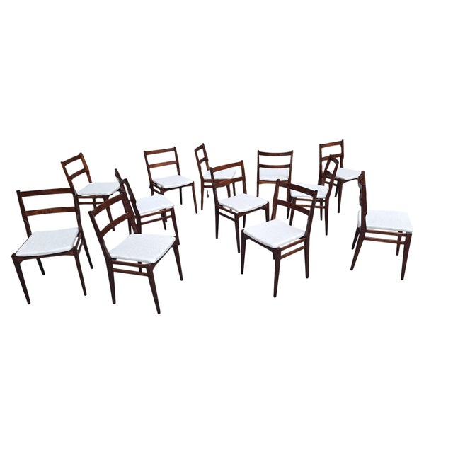 Model 103 Chairs in Dark Wood and Grey Fabric by Melchiorre Bega for Cassina, 1960s, Set of 6 For Sale - Image 15 of 15