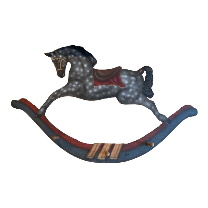 1990’s Rocking Horse Wall Rack With Pegs | Chairish