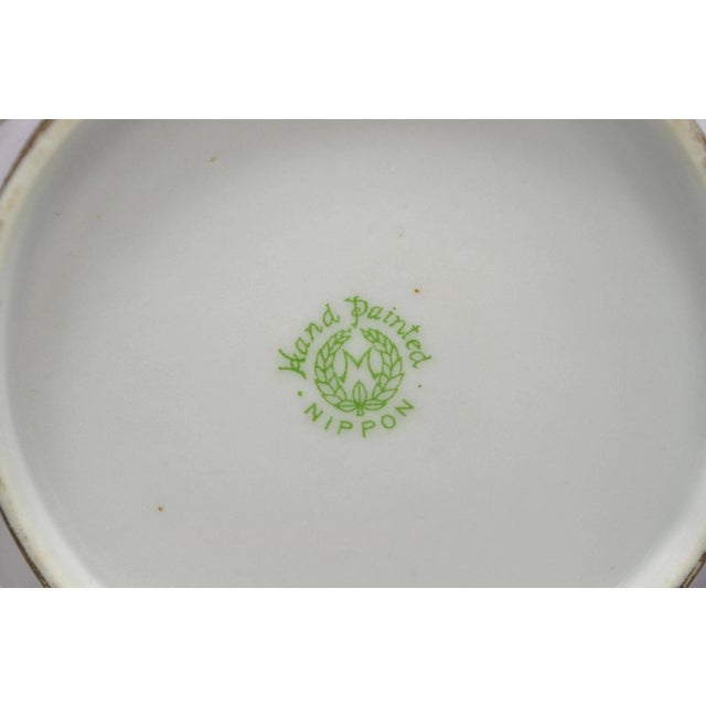 Antique Nippon Hand Painted Porcelain Countryside Lake Scene Covered Biscuit Jar For Sale - Image 16 of 17