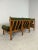 Vintage brutalist 3 seater sofa/bench in oak and green Ribbled original fabric. Very solid sofa. 2 matching one seater,...