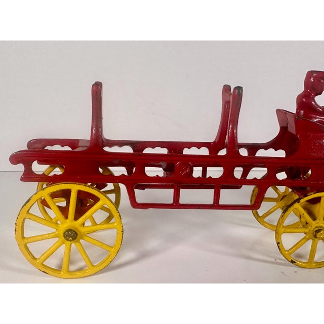 Cast Iron Horse Drawn Fireman Ladder Wagon For Sale - Image 4 of 10
