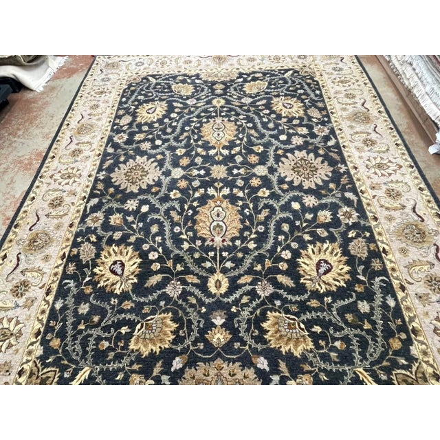 Textile Indo Persian Tabriz Rug Wool & Silk 9’ X 12’ For Sale - Image 7 of 13