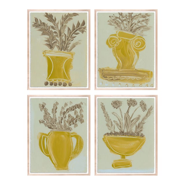 Laie Vase Study Set by Haley Mathewes in Maple Frame, Medium Art Prints For Sale