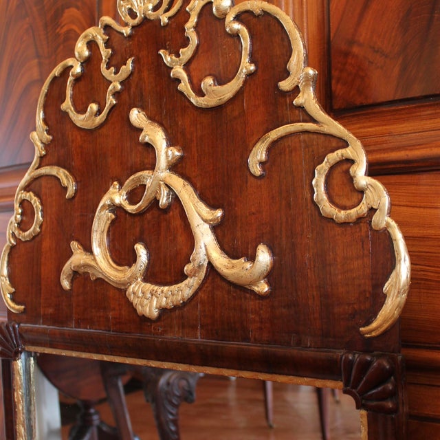 Scandinavian Rococo Walnut and Gilt Mirror For Sale - Image 4 of 10
