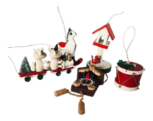 Vintage Brinn's Wooden Christmas Ornaments - Set of 5