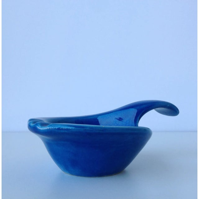 Blue Mid-Century Italian Blue Crackle-Glazed Ashtray, Pipe Rest For Sale - Image 8 of 11