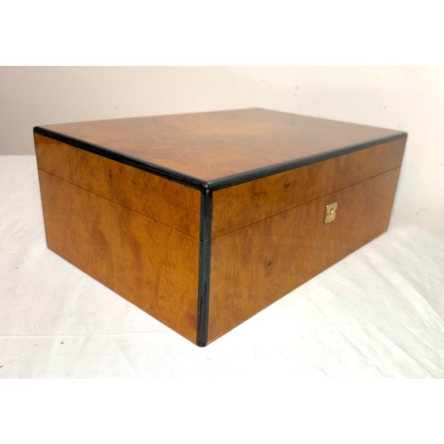 2000 - 2009 High Quality Handmade Italian Caminetto Burl Wood Veneer Brass Cigar Humidor Box For Sale - Image 5 of 17