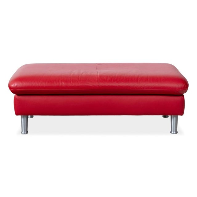 Loop Ottoman in Red Leather from Willi Schillig For Sale - Image 6 of 8