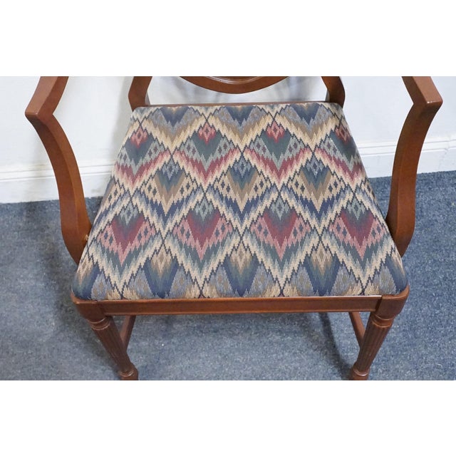 Brown High End Vintage Solid Mahogany Traditional Duncan Phyfe / Hepplewhite Style Shield Back Dining Arm Chair For Sale - Image 8 of 9