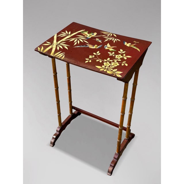 French Floral Painted Nesting Tables, 1880s, Set of 4 For Sale - Image 6 of 13