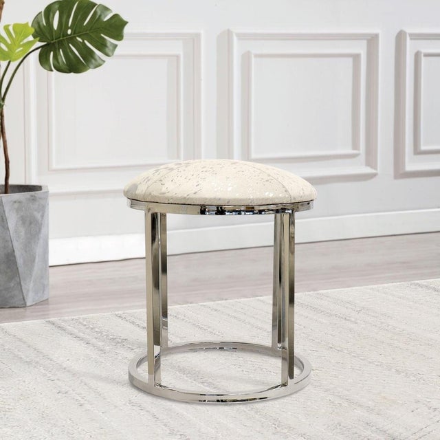 Pasargad Home Safari St. Steel Frame Cowhide Stool For Sale In New York - Image 6 of 7